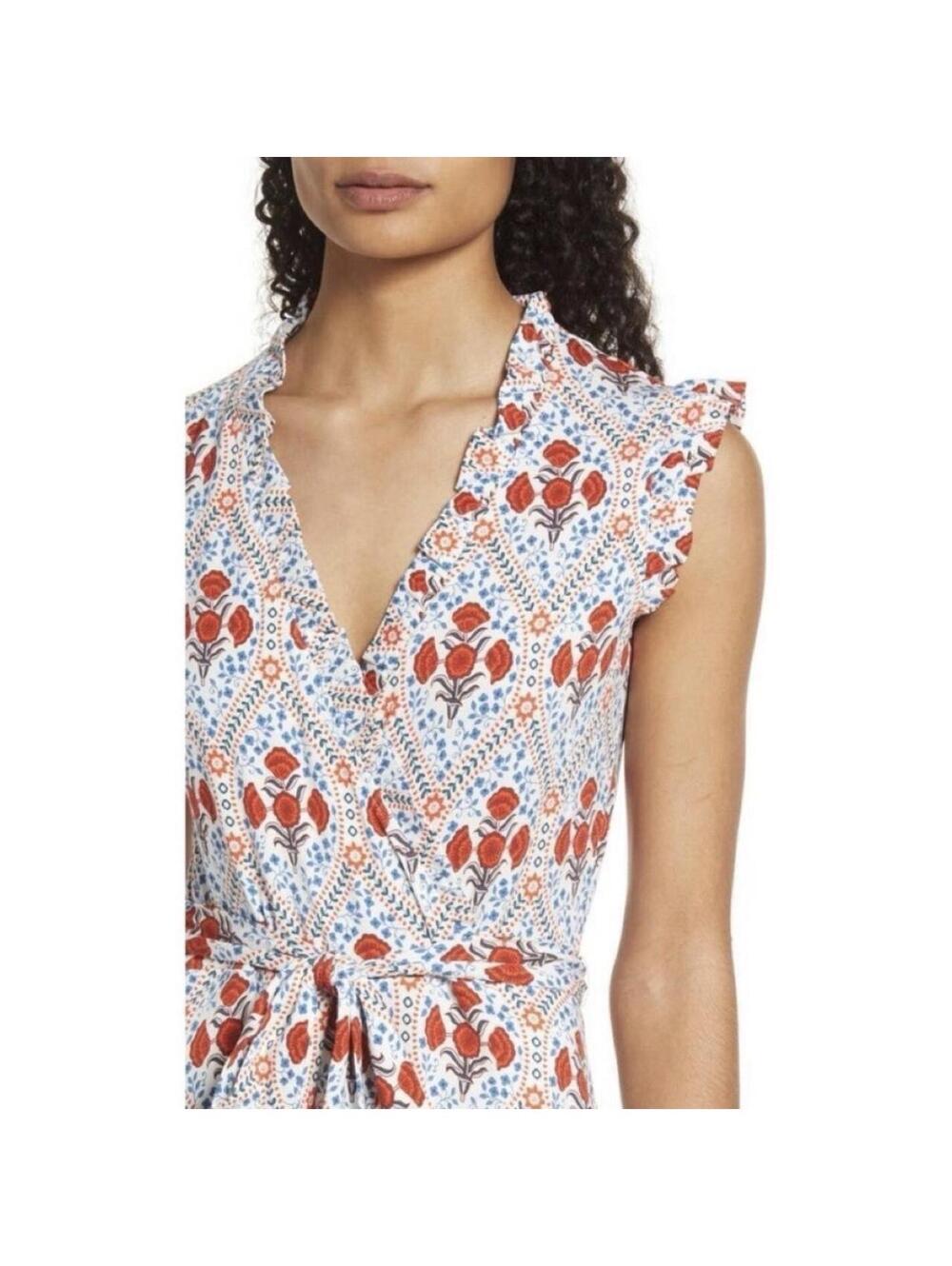 Boden Poppy Bloom Floral Ruffle Trim Faux Wrap Dress size 2 cottagecore cute - Picture 3 of 8